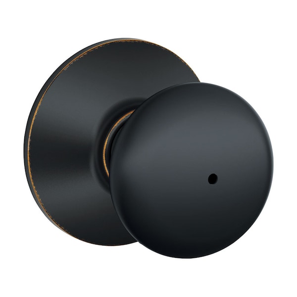 Schlage Plymouth Aged Bronze Privacy Knob Right or Left Handed F40PLY716 - main